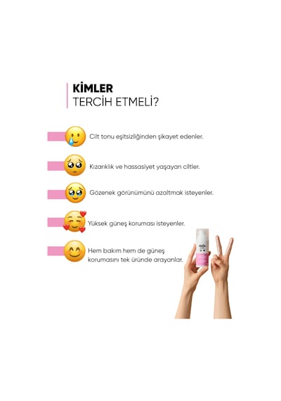 Mia Klinika Pink Tone Up Ton Eşitleyici Pembe Yüz Güneş Kremi SPF50+ 50 ML