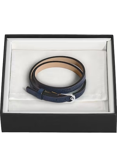 Montblanc Grain Deri At Nalı Tokalı Bileklik 136937 Lacivert