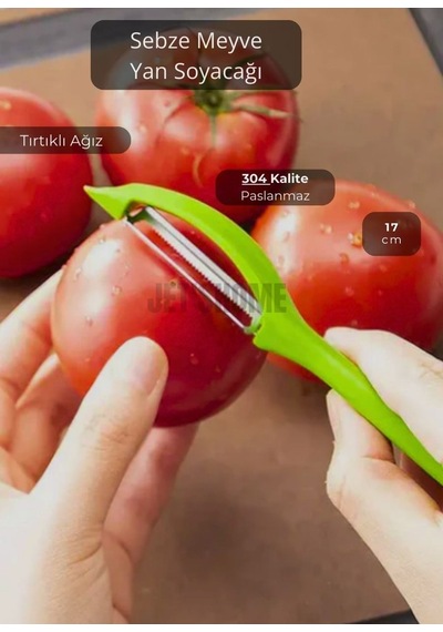 Meyve Soyacağı Paslanmaz Sebze Soyacağı Yan Soyacak Çelik Yeşil 17 Cm