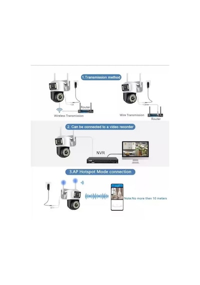 Zhltools 4mp Çift Lens Ip Kamera - Wıfı Açık Otomatik İzleme, Su Geçirmez Kablosuz Güvenlik Ev Kamerası, Renkli Gece Görüş