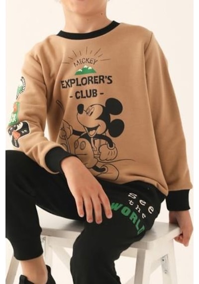 Mıckey Mouse Erkek Çocuk Eşofman Takımı Vizon