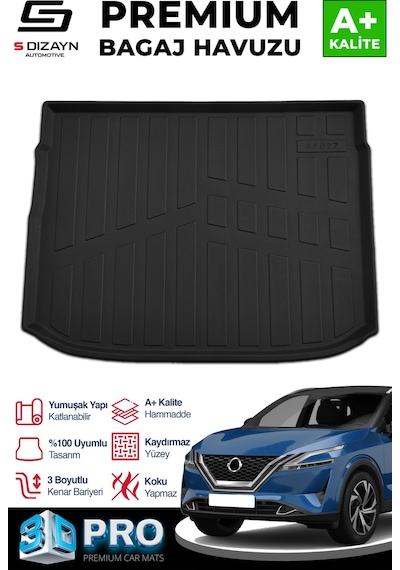 S-dizayn Nissan Qashqai 1.3 Benzinli 3d Pro Bagaj Havuzu Üst Bagaj 2021 Üzeri A+ Kalite