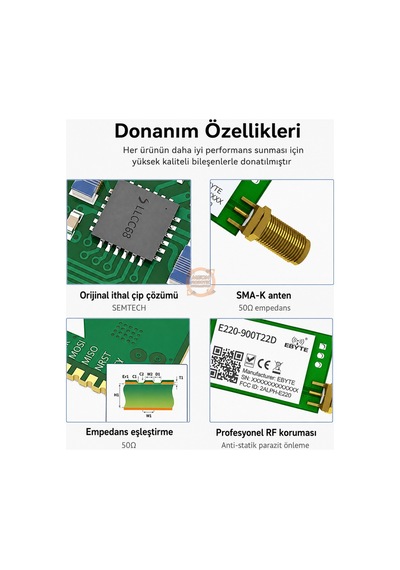 Ebyte E220-900t22d 868/915 Mhz 22 Dbm Uart Kablosuz Lora Modülü - 5 Km