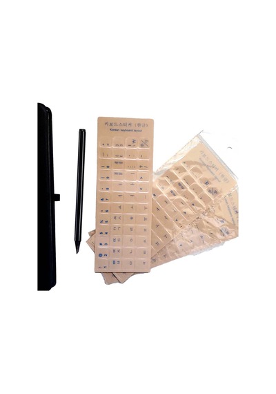 Korece Klavye Etiketi - Şeffaf Arka Planlı Mavi Harfler - Korean Keyboard Sticker