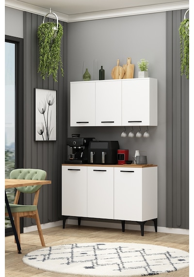 Alder Banyo Dolabı Çekmeceli Çamaşır - Kurutma Makinesi Dolabı Beyaz Beyaz