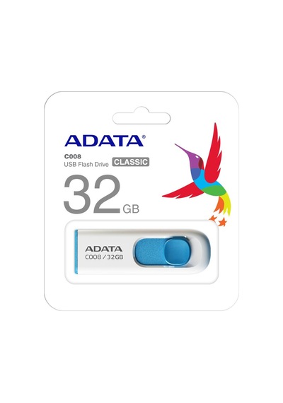 Adata C008 32gb 32gb Usb2 0 Classic White Blue Flash Bellek