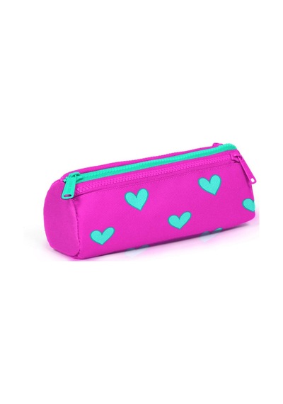 Coral High Kids Neon Pembe Su Yeşili Kalp Desenli Çekçekli 3'lü Çanta Seti Set0123133