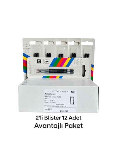 Parker Jel Kalem Refill Plastik Gövde 2'li Blister 12 Adet M Uç Siyah