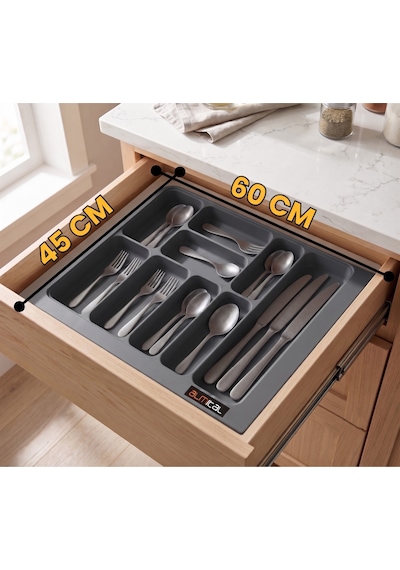 60x45 Cm. Antrasit Kaşıklık Ve Kepçelik 2'li Set 59x41cm E Kadar Kesilebilir