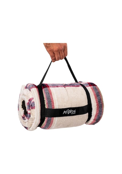 Peluş Polar Kamp Battaniyesi - Mavi Ekose - Acil Durum Battaniye - Argeus Camp 001