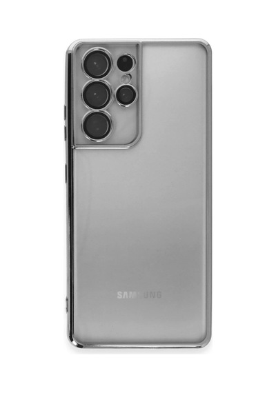 Samsung Uyumlu Galaxy S21 Ultra Kılıf Razer Lensli Silikon - Gümüş 0.2M-Çok Renkli