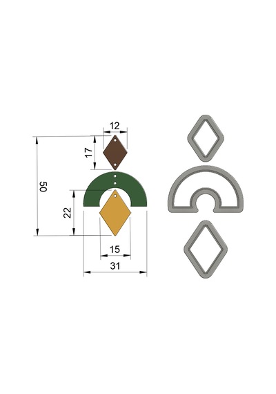 Polimer Kil Küpe Kalıbı Model 0005