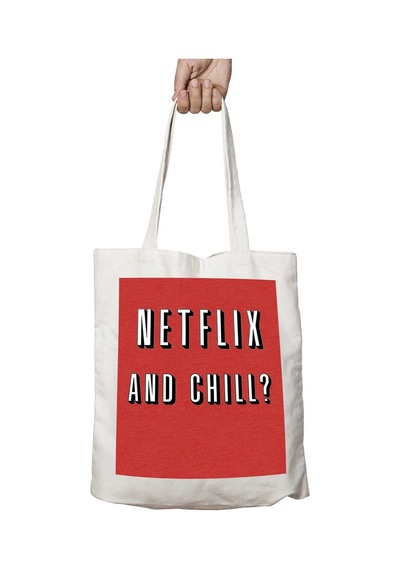 Art Hediye Netflix And Soğuk Yazı İki Tarafı Kalıcı Baskılı Yıkanabilir Çanta Çok Renkli