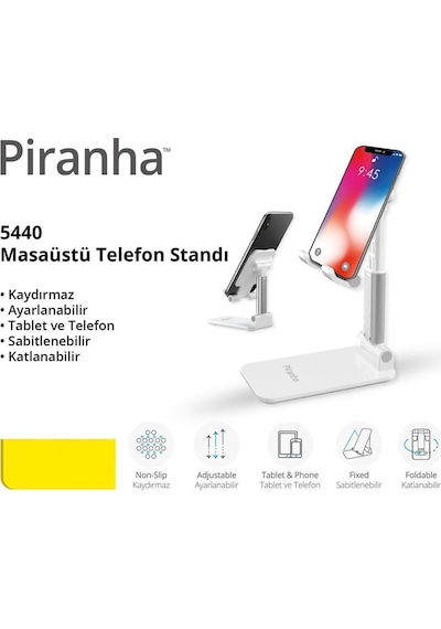 5440 Masaüstü Telefon - Tablet Standı / Katlanabilir / Sabitlenebilir / Kaydırmaz / Ayarlanabilir Beyaz