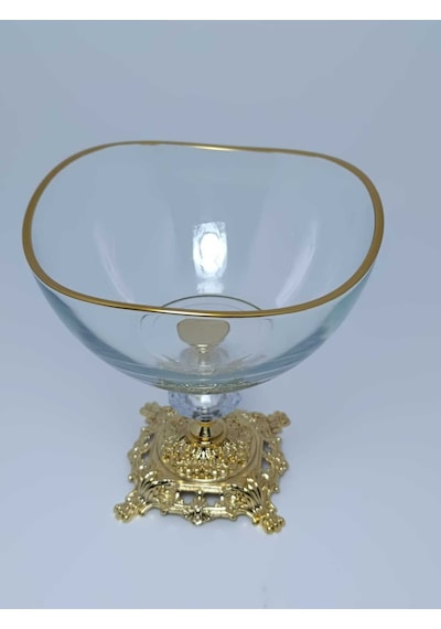 Parıltı Home Collection Metal Ayaklı Lüks Sunumluk Kase Altın