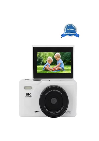 Vothoon 5K 75MP 3.0" Ekran 18X Zomm Hd Dijital Kamera