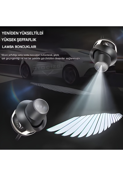 Premium Melek Kanadı Kapı Altı Led Oto Kapı Altı Logo Ve Zemin Aydınlatma 2 Li Set
