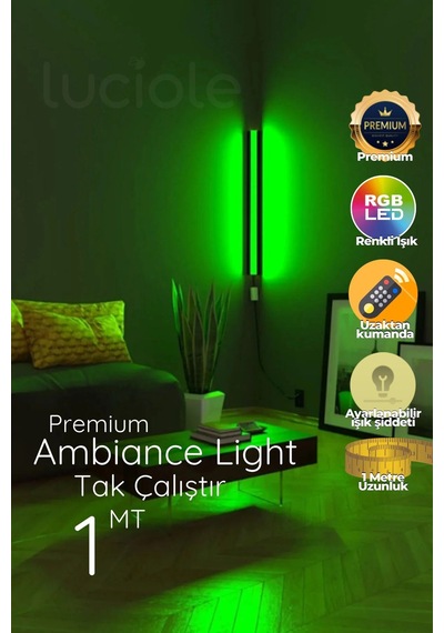 Led Abajur Aplik Gece Lambası Rgb Lambader 16 Renkli Uzaktan Kumandalı Işık 4 Animasyonlu