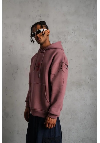 Veraura Lifestyle Erkek Maske Baskılı Kapüşonlu Sweat - Gül Kurusu Gülkurusu Veraura Lifestyle Erkek Maske Baskılı Kapüşonlu Sweat - Gül Kurusu Gülkurusu