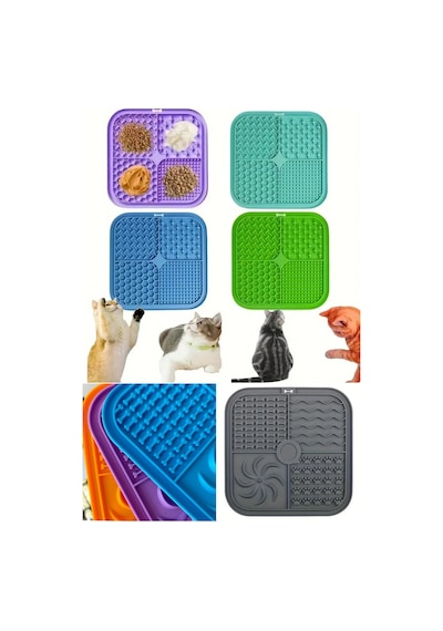 Silikon Yavaş Yeme Kabı ve Mama Matı Kedi Köpek Uyumlu Pratik Besleme Tabağı 20 x 20 CM