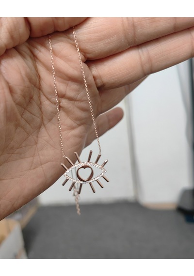 Taşsız Ra Gözü Gümüş Kolye Rose Gold