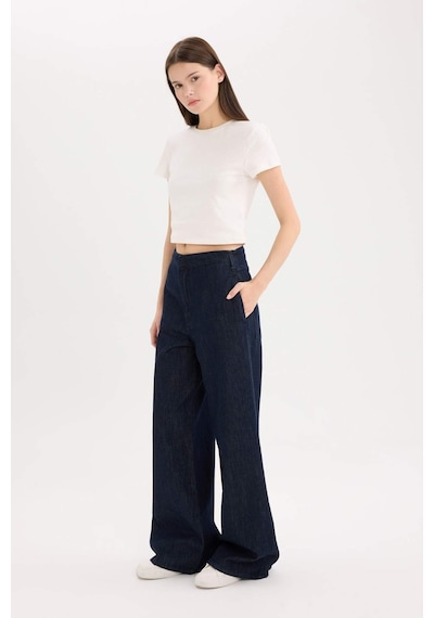 DeFacto Wide Leg Yüksek Bel Uzun Jean Pantolon E2970AX24CWNM34