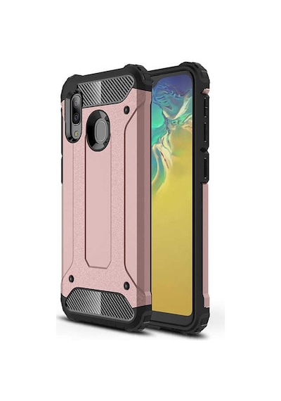 Noktaks - Galaxy Uyumlu A20e Uyumlu - Kılıf Çift Katman Zırh Tank Crash Military Kapak - Rose Gold - T11762 Rose Gold