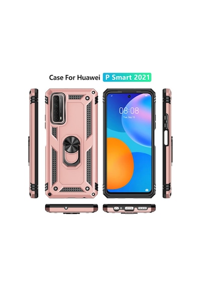 P Smart 2021 Kılıf Sofya Yüzüklü Silikon Kapak - Rose Bz8683140149611