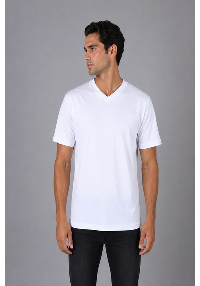 Bisse Beyaz V Yaka Basic T-shirt Ts26y26101 D01
