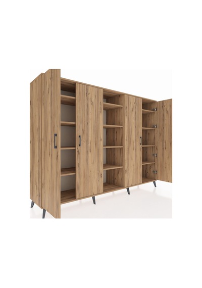 Hyperion Dolap 12 Raflı 4 Kapaklı 220x44x163 Çam-çam Çam-çam