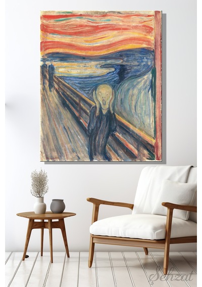Dikey Kanvas Duvar Tablosu Tekli Salon Yatak Odası Ofis Edvard Munch Çığlık İkonik Varoluşsal Kaygı Çok Renkli