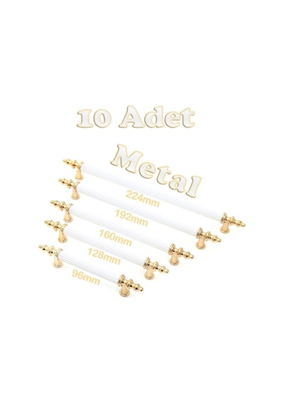 Tuana Rustik Alüminyum Metal Lüks Modern Mobilya Çekmece Mutfak Dolabı Kulpu Beyaz-gold 224mm 10 Adet Beyaz-gold