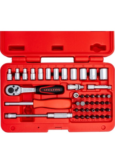İzeltaş 1/4" Altı Köşe Mini Lokma Anahtar Ve Bits Set 45'li