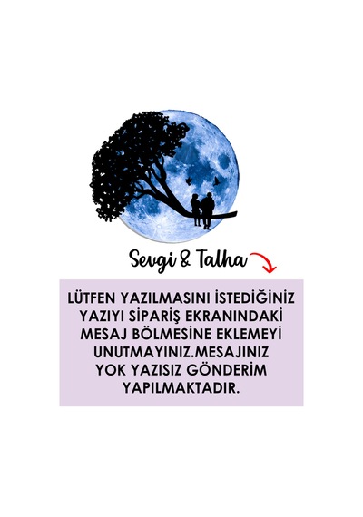 Kişiselleştirilebilir Led Işıklı Epoksi Cam Katmanlı Tablo Linda Sevgili Dolunay Mavi - 737866210 Mavi