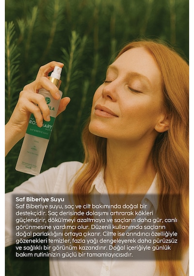 Saf Biberiye Suyu Dökülme Karşıtı Ve Saç Uzamasını Destekleyici Saç Toniği %100 Doğal 100 Ml