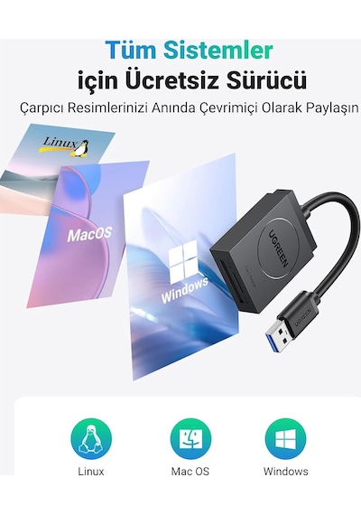 Usb 3.0 Tf Sd Kart Okuyucu, Siyah