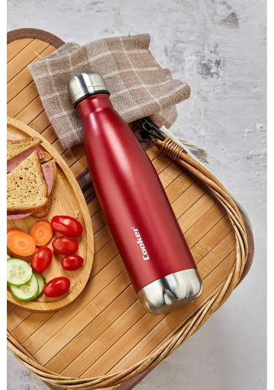 Cooker Hydrokeep 500 Ml Paslanmaz Çelik Şişe Termos Ckr2071 Kırmızı