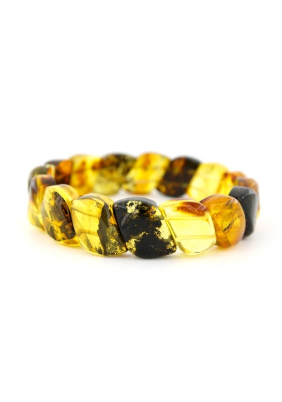 Kehribar Bileklik Fosilli Roleks Özel Tasarım Ambergold Blk23-48 Çok Renkli