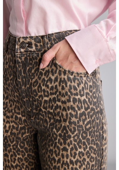 Defacto Leopar Desenli Straight Fit Cepli Normal Bel Uzun Gabardin Pantolon I8221ax26wnbn341 Kahve-bn341