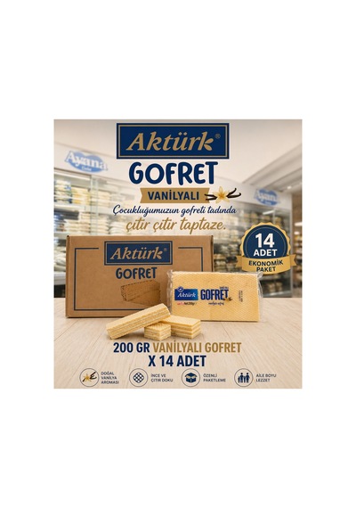 Vanilyalı Gofret 200gr 14 Adet