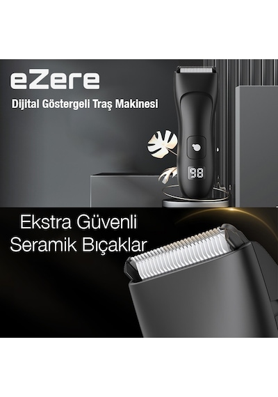 Ezere Su Geçirmez Dijital Göstergeli Saç Sakal Vücut Tıraş Makinesi