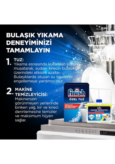 Finish Bulaşık Makinesi Parlatıcı Limon 800ml + Makine Temizleyici Sıvı 2 X 250 ml