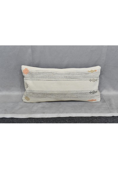 Zehra Abla Halı Yeni El Dokuma Dekoratif Lumbar Kilim Kırlent Yastık Kılıfı 6609 Çok Renkli