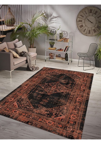 Dijital Baskılı Yıkanabilir Kaymaz Taban Salon Ve Oturma Odası Halısı 6102h 001