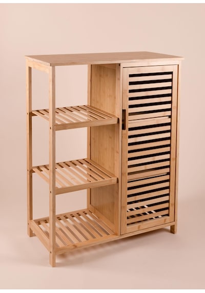 The Mia Bambu 4 Katlı Kapaklı Düzenleyici Dolap Raf 87x66x33 Cm Çok Renkli