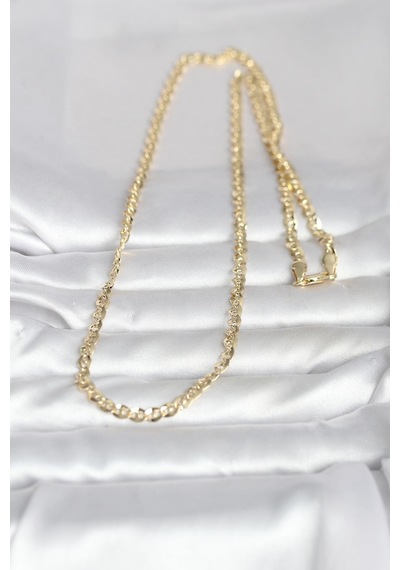 Cm 14k Gold Renk Yassı Oval Zincirli Model 60 Cm Kadın Kolye - Altın