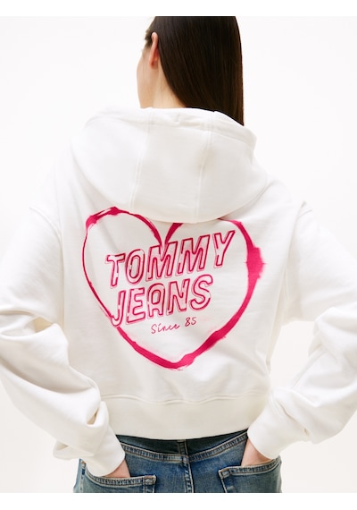 Tommy Hilfiger Kadın Marka Logolu Kapüşonlu Şık Görünüşlü Ekru Sweatshirt Dw0dw21408 Ybl