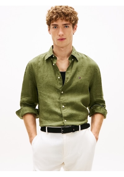 Tommy Hilfiger Pıgment Dyed Lı Solıd Rf Shırt Erkek Yeşil Gömlek - Mw0mw41530