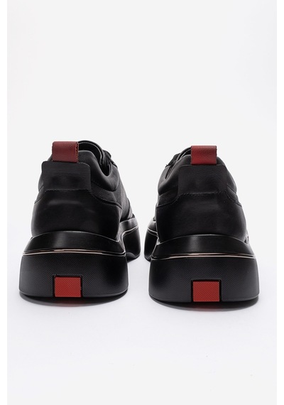 Marcomen Erkek Kalın Tabanlı Sneaker Ayakkabı Gerçek Deri Mc 23136 Siyah