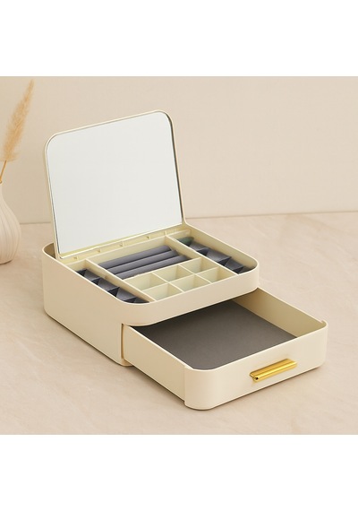 Aynalı Takı Organizeri - 10 Bölmeli Çekmeceli 20x22x8.5 Cm Çr